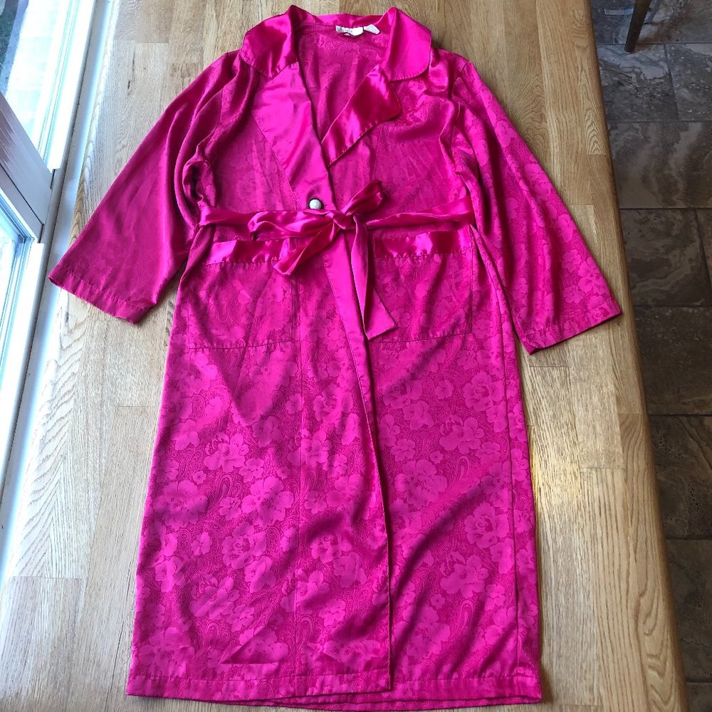 Victoria's Secret Vintage Pink Robe Gold Label 80s 90s Satin Small